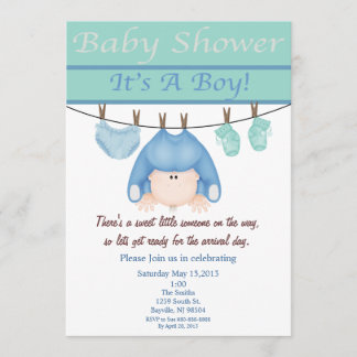 Inbjudan för blått- och gröntpojkebaby shower