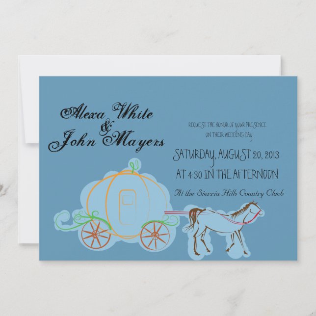 Inbjudan för blåttcinderella bröllop (Framsida)