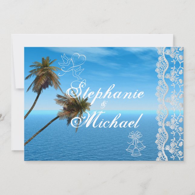 Inbjudan för blåtthavbröllop (Framsida)
