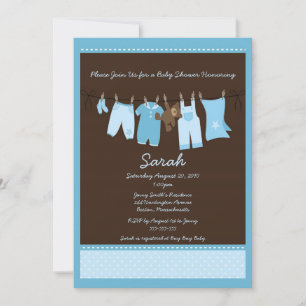 Inbjudan för blåttklädstreckbaby shower
