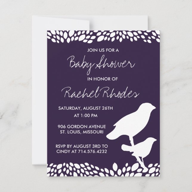 Inbjudan för blomanpassadebaby shower (Framsida)