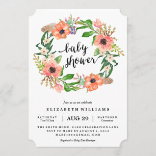 Inbjudan för Boho kranbaby shower