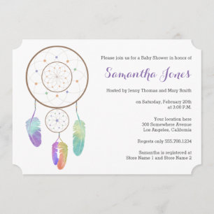 Inbjudan för Boho regnbågeDreamcatcher baby shower
