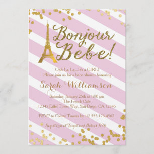 Inbjudan för Bonjour Bebe Paris flickababy shower