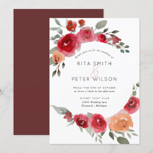 Inbjudan för bröllop Boho för lantlig vattenfärg