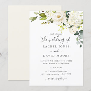 Inbjudan för bröllop för champagnevattenfärg blom-