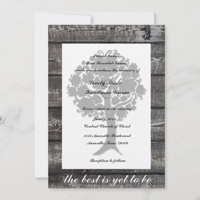 Inbjudan för bröllop för poesi för vitträdgrått (Framsida)