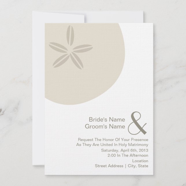 Inbjudan för bröllop för Sanddollar från brud & (Framsida)