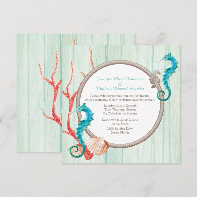 Inbjudan för bröllop för sjösidastuga chic (Fram/baksida)