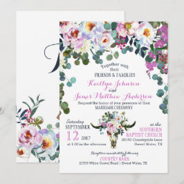 Inbjudan för bröllop för skalle för Boho