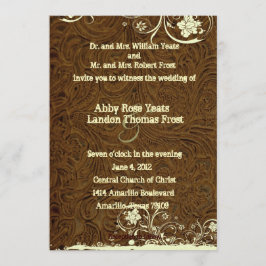 Inbjudan för bröllop för snöre för mörkbruntläder