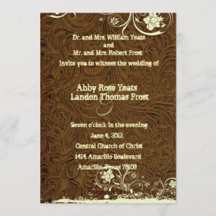 Inbjudan för bröllop för snöre för mörkbruntläder