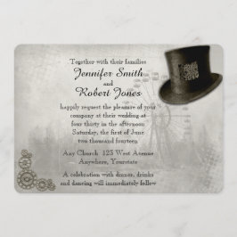 Inbjudan för bröllop för Steampunk karnevaltop hat