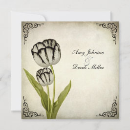 Inbjudan för bröllop för vintagepapegojatulpan