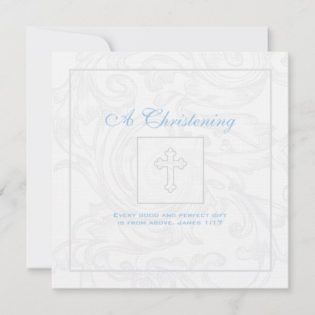 Inbjudan för Christening för silverrullapojke (Framsida)