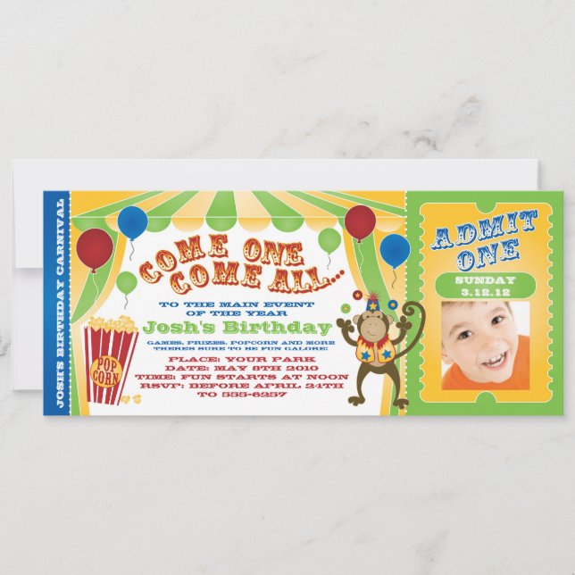 INBJUDAN FÖR CIRKUSKARNEVALBILJETT (Framsida)