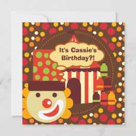 Inbjudan för clown- och polka dotscirkusfödelsedag