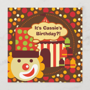 Inbjudan för clown- och polka dotscirkusfödelsedag