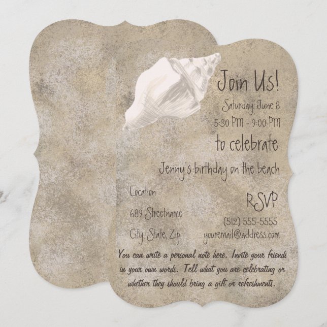 Inbjudan för Conchsnäckaparty (Fram/baksida)