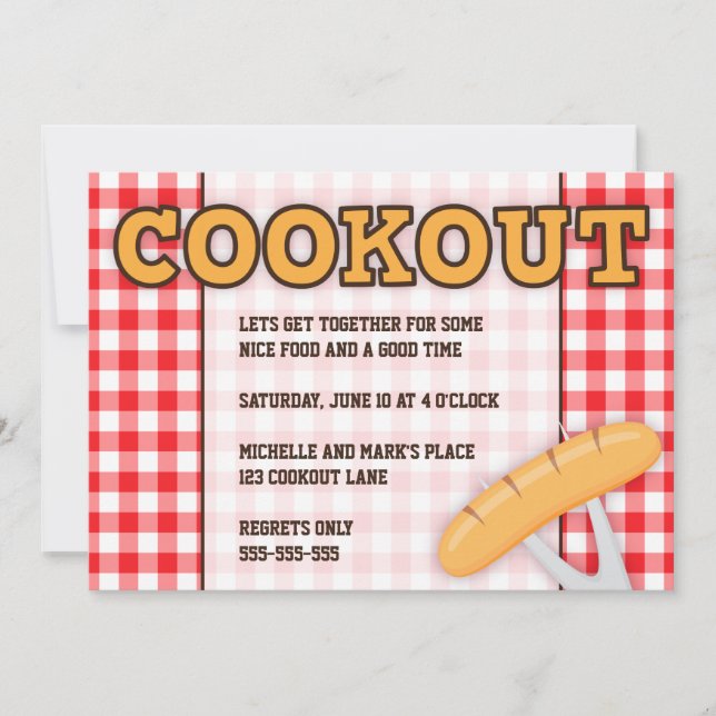 Inbjudan för CookoutBBQ-party med varmkorven (Framsida)