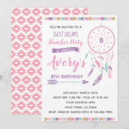 Inbjudan för Dreamcatcher slummerparty