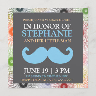 Inbjudan för dusch för mustaschbaby med