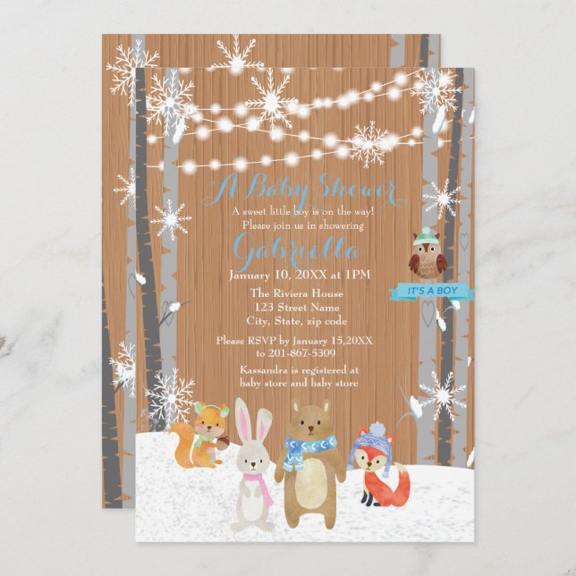 Inbjudan för dusch för pojke för (Fram/baksida)