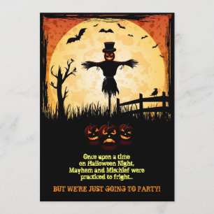 Inbjudan för fågelskrämmamånskenhalloween fest