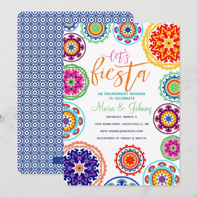 Inbjudan för Fiestaförlovningdusch (Fram/baksida)