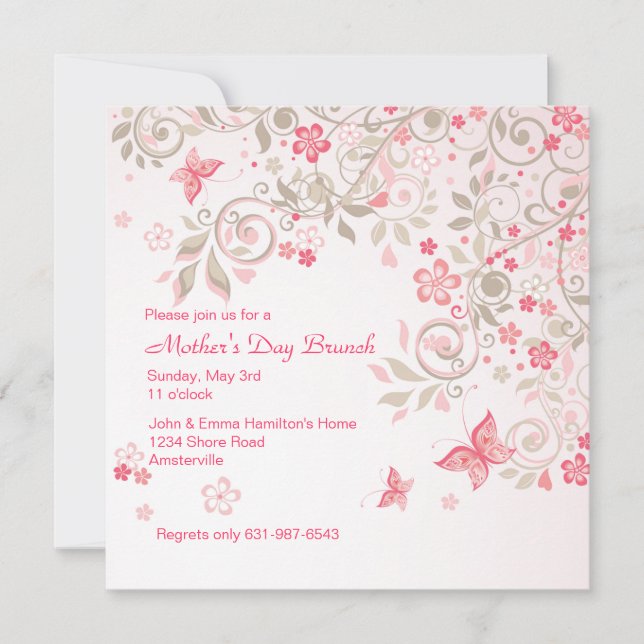 Inbjudan för fjärilsängmors dag (Framsida)