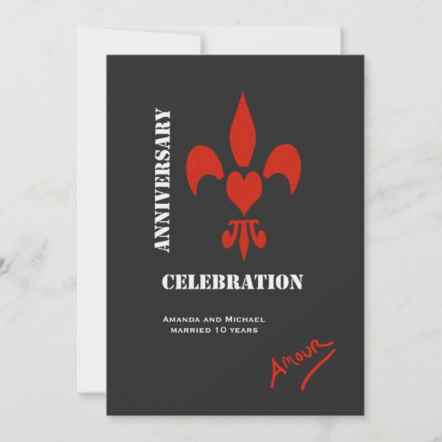 Inbjudan för Fleur de Lis Hjärta amourårsdag (Framsida)