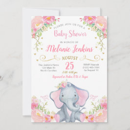 Inbjudan för flickaelefantbaby shower