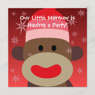 Inbjudan för flickasock monkeyfödelsedag