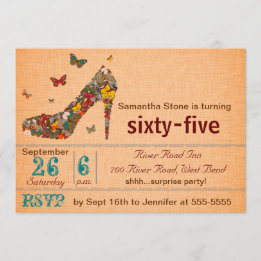 Inbjudan för födelsedag för 65e för fjärilskickhäl
