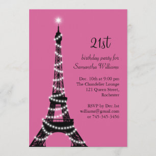 Inbjudan för födelsedag för Eiffel torn 21st