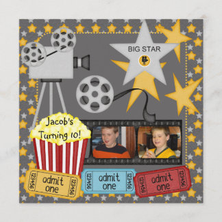 Inbjudan för födelsedag för foto för filmnatt