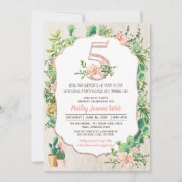 Inbjudan för födelsedag för ökenblommaglitter 5