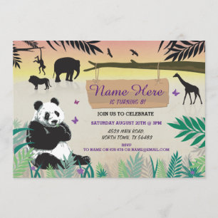 Inbjudan för födelsedag för Panda för Zoo för