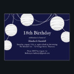 Inbjudan för födelsedag för partylykta 18th<br><div class="desc">Ljus partylyktauppsättning tona av detta 18th födelsedaginbjudan och party. Denna inbjudan visas på det grundläggande papperet; emellertid rekommenderar jag väga och strukturen av linnepapperet. Om extra objekt behövs i denna samling,  behaga satt i din förfrågan på prettyfancyinvites@gmail.com</div>