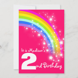 Inbjudan för födelsedag för purpurfärgad regnbåge