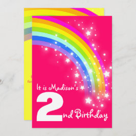 Inbjudan för födelsedag för purpurfärgad regnbåge