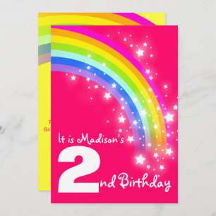 Inbjudan för födelsedag för purpurfärgad regnbåge