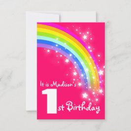 Inbjudan för födelsedag för purpurfärgad regnbåge