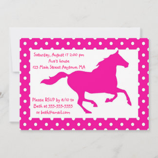 Inbjudan för födelsedag för shock rosahästpolka