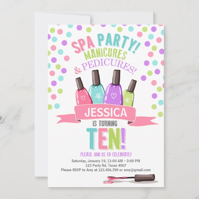 Inbjudan för födelsedag för Spaparty rosa (Framsida)