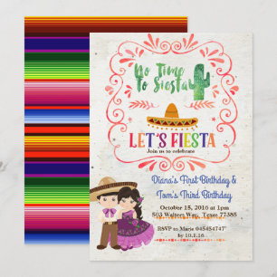Inbjudan för födelsedag för syskonFiesta mexicansk
