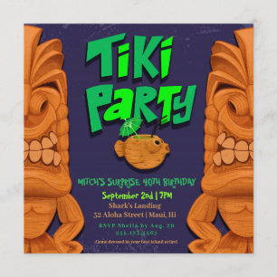 Inbjudan för födelsedag för Tiki partyLuau