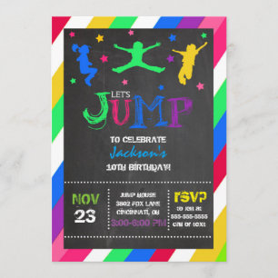 Inbjudan för födelsedag för Trampoline för