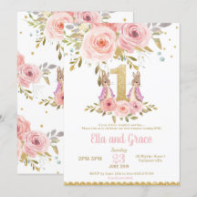 Inbjudan för födelsedag för tvilling- flickor för