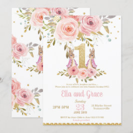 Inbjudan för födelsedag för tvilling- flickor för